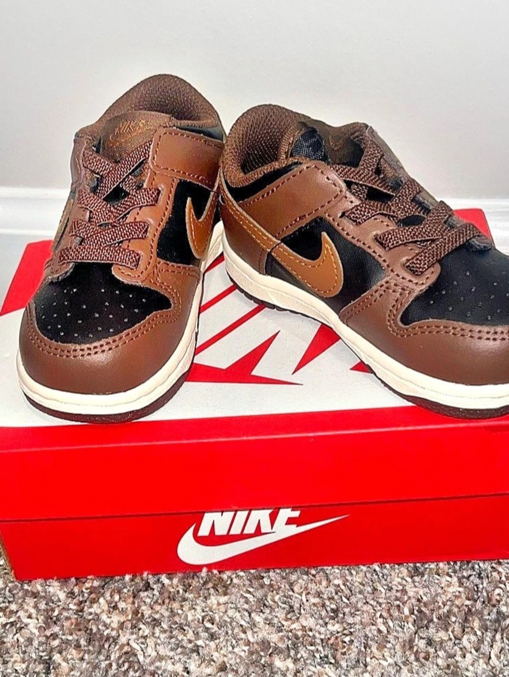 Nike Dunk Low Sneakers Brown & Black Girls US 7C